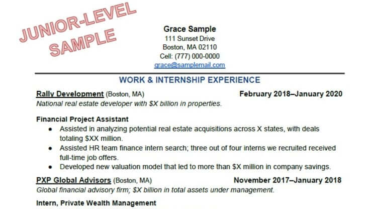 junior level professional resume sample
